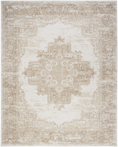 7' X 10' Ivory Floral Power Loom Area Rug