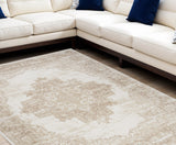 7' X 10' Ivory Floral Power Loom Area Rug