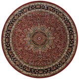 6' Red And Blue Oriental Round Rug
