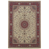 5' X 8' Ivory And Red Oriental Area Rug