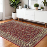 4' X 6' Ivory and Red Oriental Area Rug
