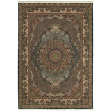 5' X 8' Blue And Red Medallion Area Rug With Fringe