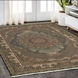 5' X 8' Blue And Red Medallion Area Rug With Fringe