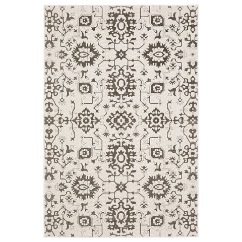 7' X 10' Ivory And Gray Oriental Area Rug