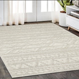 5' X 8' Beige And Ivory Tribal Area Rug