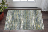 2' X 3' Green And Blue Geometric Distressed Area Rug
