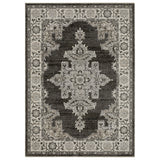 3' X 5' Gray And Beige Medallion Area Rug With Fringe