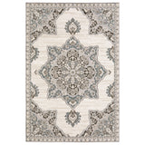 7' X 10' Gray And Blue Medallion Area Rug