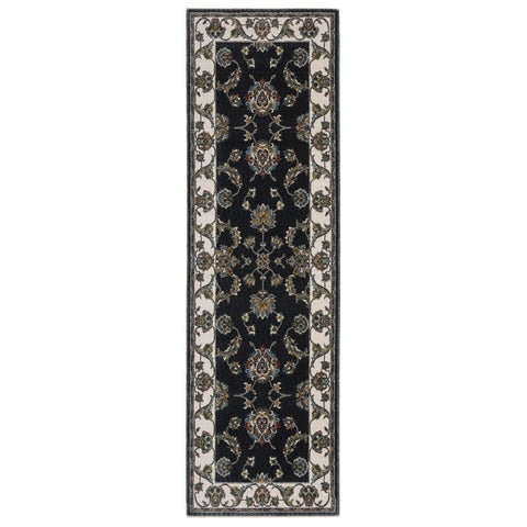 8' Ivory Oriental Runner Rug With Fringe