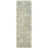 8' Gray And Ivory Wool Geometric Hand Tufted Runner Rug