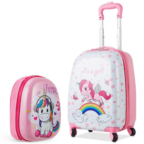2 Pieces Kids Luggage Set 12 Inch Backpack and 16 Inch Kid Carry on