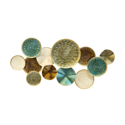 Greens and Golds Textured Metal Multi Plates Wall Decor