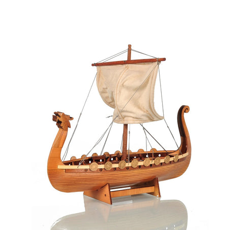 10" Natural Solid Wood Hand Painted Decorative Boat