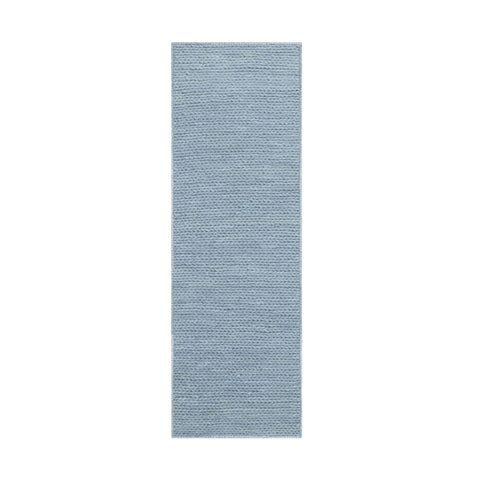 10'  Light Blue Wool Handmade Stain Resistant Runner Rug