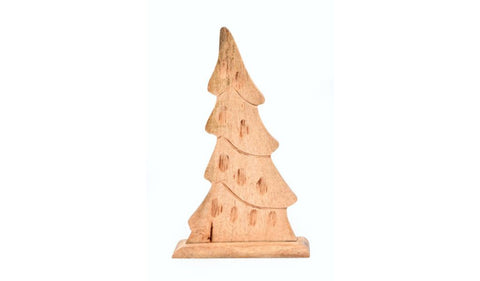 10" Rustic Natural Brown Wood Christmas Tree Sculpture
