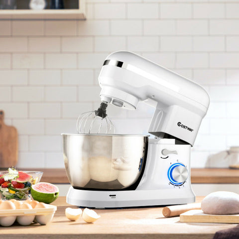 4.8 Qt 8-speed Electric Food Mixer with Dough Hook Beater-White 4.8 Qt