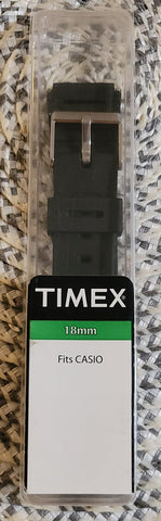 Timex Black Rubber Replacement Casio Sports 18mm Men's Watch Band Q7B727