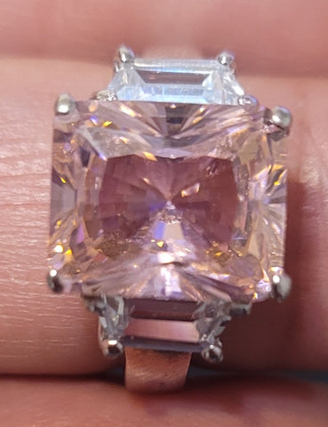 Simulated Pink Diamond Engagement Ring Famous Singer Inspired Size 7