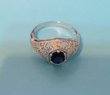 Vintage Style Wedding Ring - Fake Sapphire Size: 6