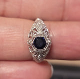 Vintage Style Wedding Ring - Fake Sapphire Size: 6