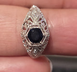Vintage Style Wedding Ring - Fake Sapphire Size: 6