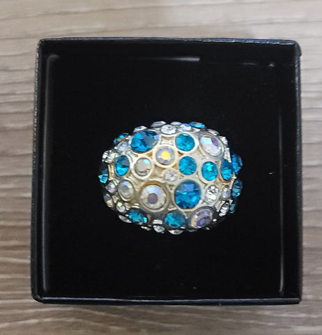Antique Pave Cocktail Ring Cubic Zirconia 10K Gold Bonded CZ. Size: 7