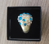 Antique Pave Cocktail Ring Cubic Zirconia 10K Gold Bonded CZ. Size: 7
