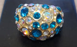 Antique Pave Cocktail Ring Cubic Zirconia 10K Gold Bonded CZ. Size: 7
