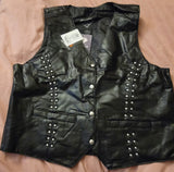 Diamond Plate Route 66 Ladies Rock Design Genuine Lambskin Leather Vest XL