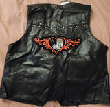 Diamond Plate Route 66 Ladies Rock Design Genuine Lambskin Leather Vest XL