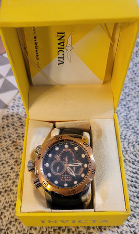 Invicta Men's 0360 Reserve Collection Venom Chronograph Black Leather Watch