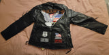 Diamond Plate Ladies Rock Design Genuine Buffalo Leather Motocycle Jacket Small.
