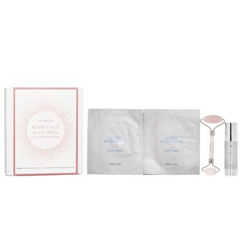 Radiance Infusion Ultra Hydrating Ritual Set: HA Rejuvenating Hydrator 28.4g + Ultra Hydrating Sheet Mask 2pcs + Rose Quartz Roller - 4pcs