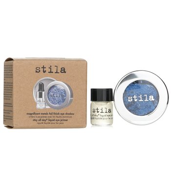 Magnificent Metals Foil Finish Eye Shadow With Mini Stay All Day Liquid Eye Primer - Metallic Cobalt - 2pcs