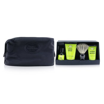 The Four Elements of The Perfect Shave Set with Bag - Bergamot & Neroli : Pre Shave Oil + Shave Crm + A/S Balm + Brush + Razor - 5pcs+1Bag