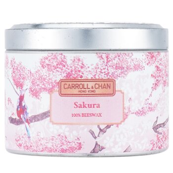 100% Beeswax Tin Candle - Sakura - (8x6) cm