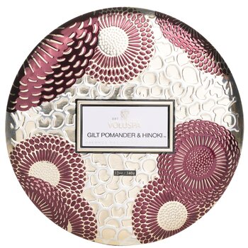 3 Wick Decorative Tin Candle - Gilt Pomander & Hinoki - 340g/12oz