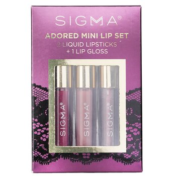Adored Mini Lip Set (2x Liquid Lipstick + 1x Lip Gloss) - 3pcs