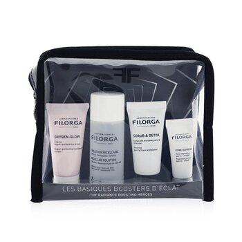 The Radiance Boosting Heroes Set: Oxygen Glow Cream 15ml + Micellar Solution 50ml + Scrub & Detox 15ml + Pore-Extress Primer 7ml - 4pcs