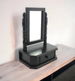 20" Black Wood Framed Freestanding Makeup Shaving Tabletop Mirror