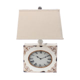 22" Distressed White Metal Bedside Lamp With Beige Shade