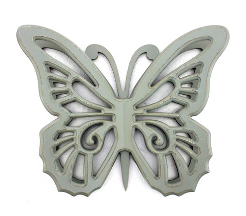 23" X 19" Gray Butterfly Wood Hanging Dimensional Sculpture