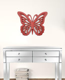 23" X 19" Red Butterfly Wood Hanging Dimensional Sculpture
