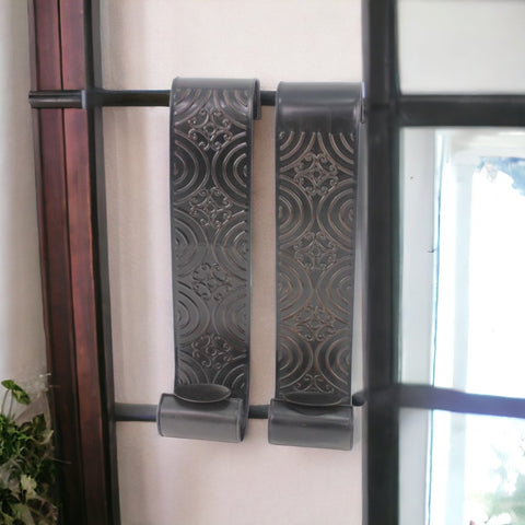 Set of Two Brown Metal Wall Sconce Candle Holders
