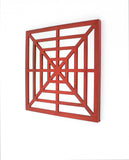 24" X 24" Red Abstract Geometric Mirror Square Hanging Wall Decor