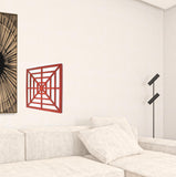 24" X 24" Red Abstract Geometric Mirror Square Hanging Wall Decor
