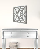 24" X 24" Gray Abstract Geometric Mirror Square Hanging Wall Decor