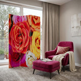 72" Red Canvas Folding Three Panel Screen Room Divider