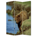 72" Blue And Green Canvas Folding Three Panel Screen Room Divider