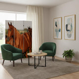 72" Brown And White Canvas Folding Three Panel Screen Room Divider